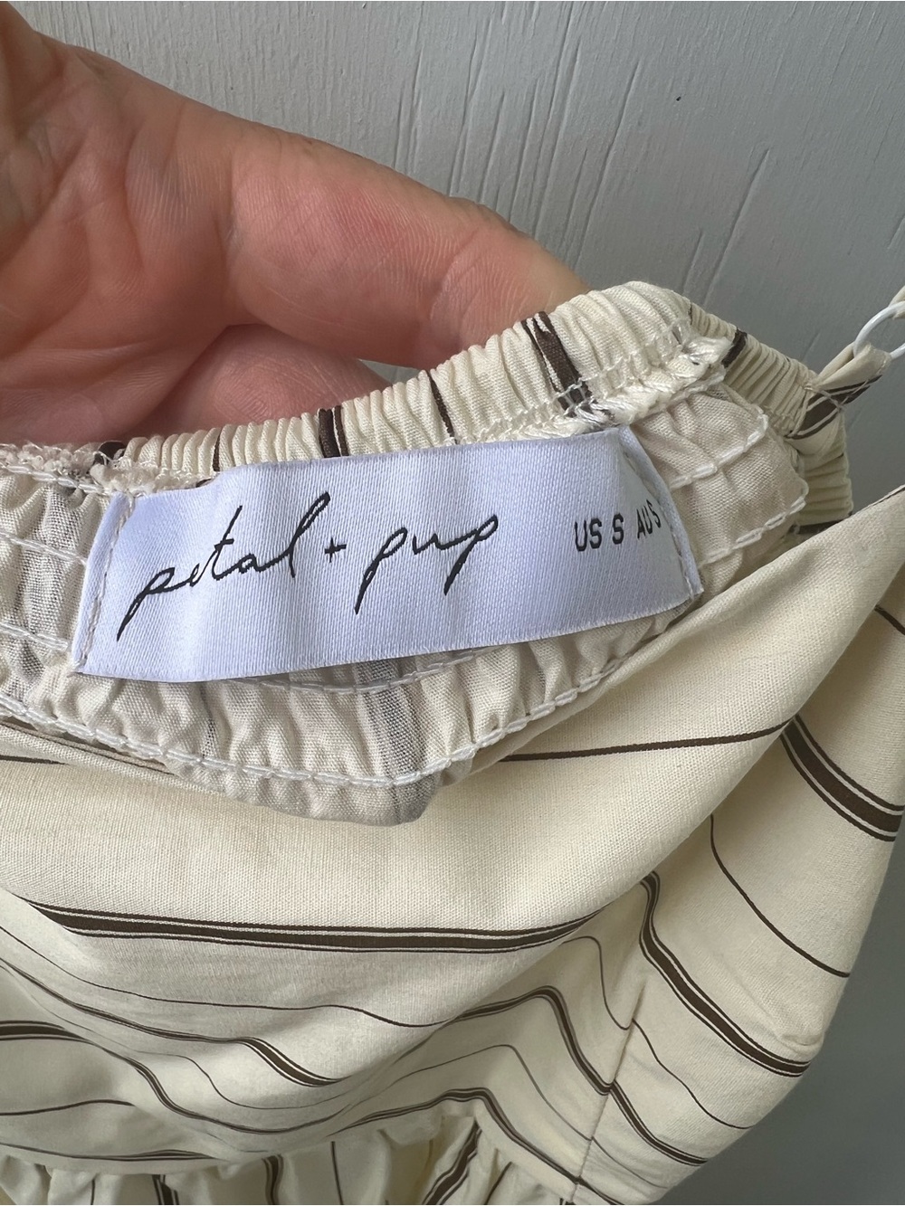 Petal & Pup Cream Maxi Dress with Thin Brown Stripes - Picture 15 of 16